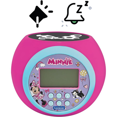 Orë alarmi Disney Minnie Projector, projektor dhe dritë nate, ekran LCD, rozë