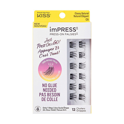 Qerpikë artificialë Kiss Impress Press-on Falsies Classy Natural, 12 clustera, transparantë