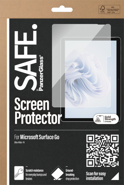 Mbrojtës ekrani PanzerGlass SAFE Microsoft Surface Go, xham i temperum, Ultra-Wide Fit, transparent