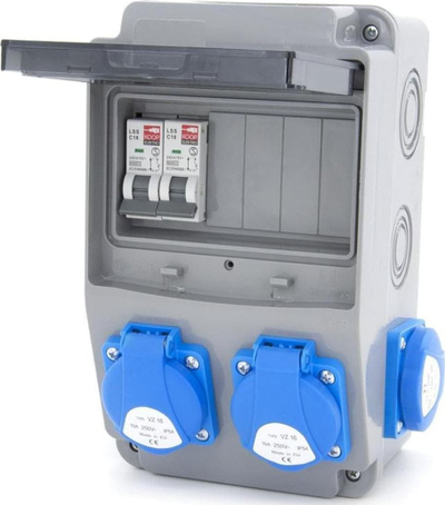 Panel shpërndarje KOOP Elektro 6NO42C00, 4 priza 16A 230V, IP54, gri