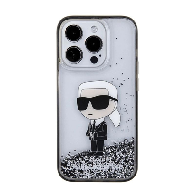 Mbulesë telefoni Karl Lagerfeld Glitter Ikonik për iPhone 15 Pro, hardcase, transparente