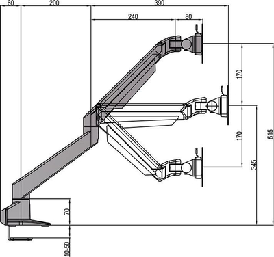 Krah monitori Hagor M Vesa Gas Lift Arm Single HD, 15-32", që vihet në tavolinë, i zi