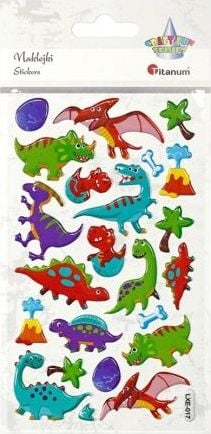 Ngjitëse 3D dekorative Titanum Convex Stickers Dinosaurs, motive dinosaurë, përzierje ngjyrash