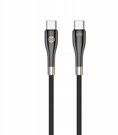 Kabllo USB C Forever Sleek, USB C në USB C, 60W, e zezë