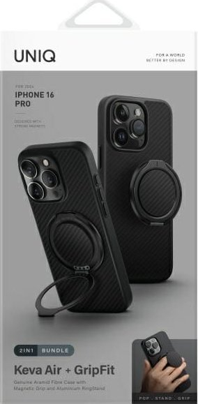 Këllëf telefoni Uniq Keva Air MagClick për iPhone 16 Pro 6.3\", me karikim wireless, i zi
