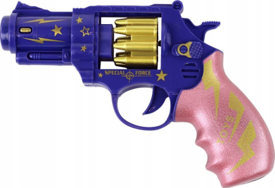 Revolver lodër Special Force, me efekte zanore, për kalamaj, blu rozë