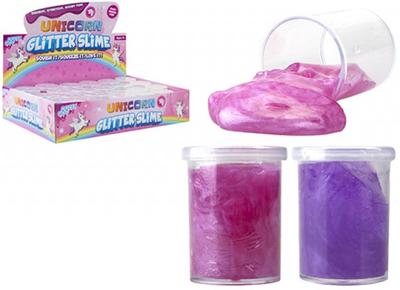Lodër slime Unicorn Glitter me shkëlqim, ngjyra rozë me vjollcë të përziera
