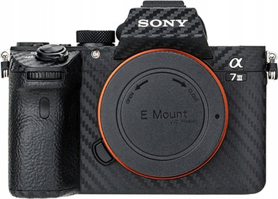 Mbulesë karboni për kamerë JJC A7M3, për Sony A7 III A7R III, efekt fiber karboni, e zezë