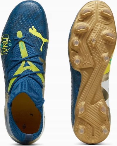 Këpucë futbolli Puma Future 7 Match BNA NJR FG AG, për meshkuj, fushë natyrale dhe sintetike, blu e artë