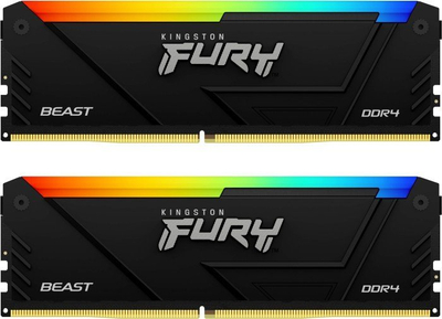 Memorie Kingston Fury Beast RGB, DDR4, 16 GB, 3200 MHz, CL16, KF432C16BB2AK2/16