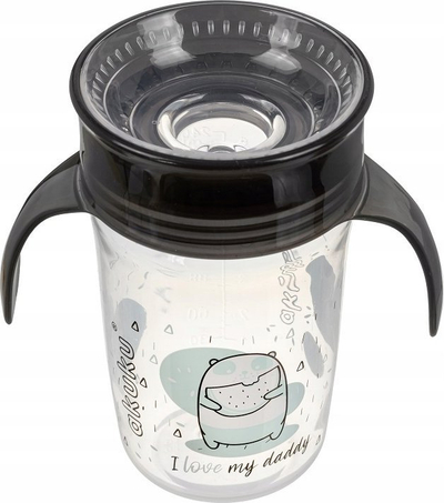 Gotë trajnimi Akuku 360 Drip Glass, 240ml, me doreza, ngjyrë e errët