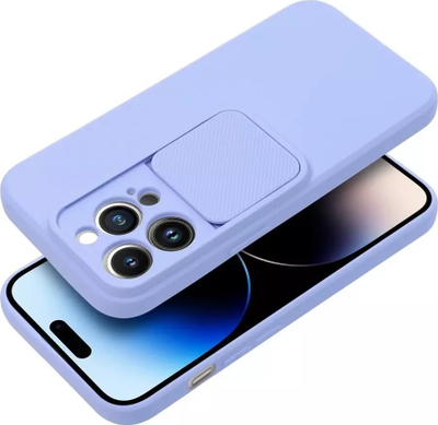 Kllëf silikoni për iPhone 15 Plus, TPU i butë e fleksibël, me kapak kamere, ngjyrë vjollcë