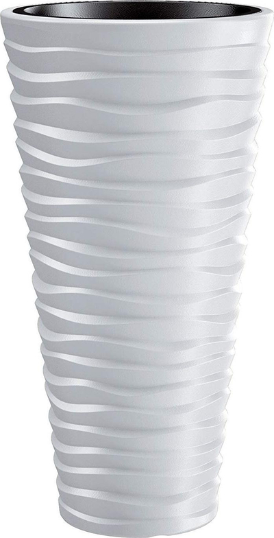 Vazo dekorative Sand, e gjatë, për brenda edhe jashtë, e bardhë