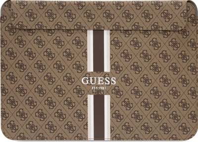 Mbështjellës laptopi Guess 4G Printed Stripes, 16\", lëkurë sintetike, kafe