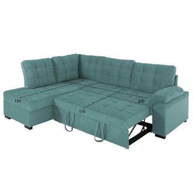 Sofa këndore majtë Jade 250x80-180x73-88Hcm (HM3144.04L), gjelbër
