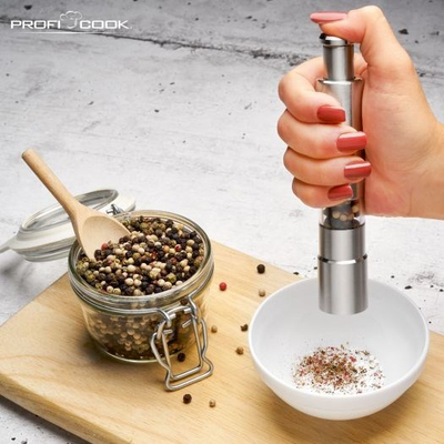 Set mulli për erëza ProfiCook PC-PSM 1160, mekanik, çelik inox, ngjyrë argjendi