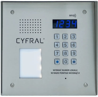 Panel domofoni dixhital Cyfral PC-2000R Pro, tastierë me kod, lexues RFiD, inox argjendtë
