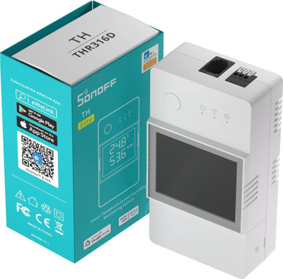 Rele inteligjente WiFi Sonoff TH Elite THR316D, 16A, matje temperature dhe lagështie, e bardhë