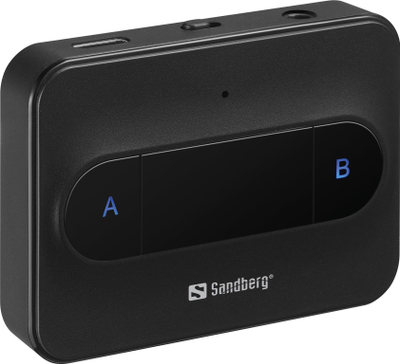 Bluetooth адаптер Sandberg BT Link, за 2 пара слушалки, MiniJack, црн