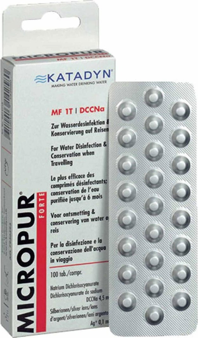 Tableta dezinfektuese uji Katadyn Micropur Forte MT1, 100 copë, për 100L ujë
