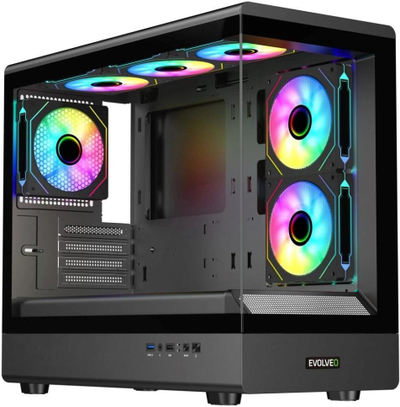 Kase Mini Tower EVOLVEO Ursus, mATX mITX, 6x ARGB 120mm, xham i tejdukshëm