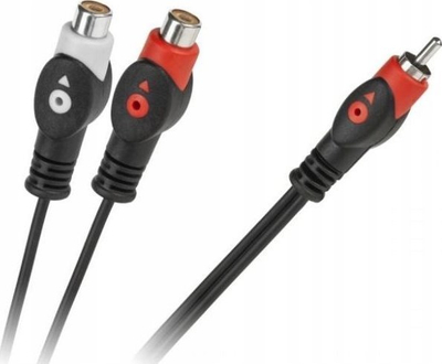 Kabllo audio RCA splitter, 1x plug mashkull, 2x socket femër, e zezë
