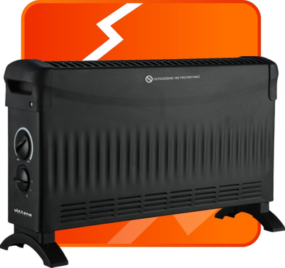 Радијатор конвектор Волт Волтено VO2454, 1500W, со турбо вентилатор, црн