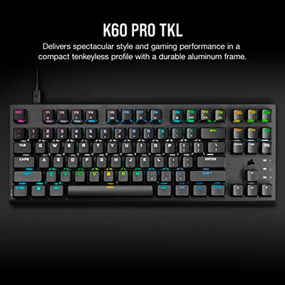 Tastierë gaming Corsair K60 Pro TKL, optiko mekanike OPX, me kabllo, RGB, e zezë