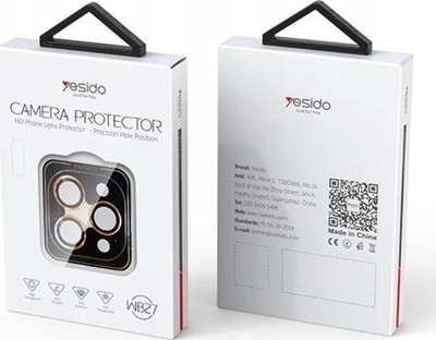 Mbrojtës lente Yesido WB27, për iPhone 14 14 Plus, xham 9H, i zi