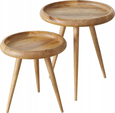 Set tavolinash kafeje Beliani Round, 2 copë, dru mango, kafe