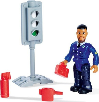 Lodër makinë policie Simba Fireman Sam, me figurë Malcolm, drita dhe zëra, shumëngjyrëshe
