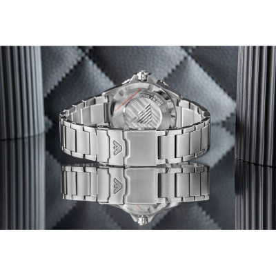 Orë Emporio Armani AR11787 World Explorer, me diell, 42mm, argjendt me kornizë të zezë