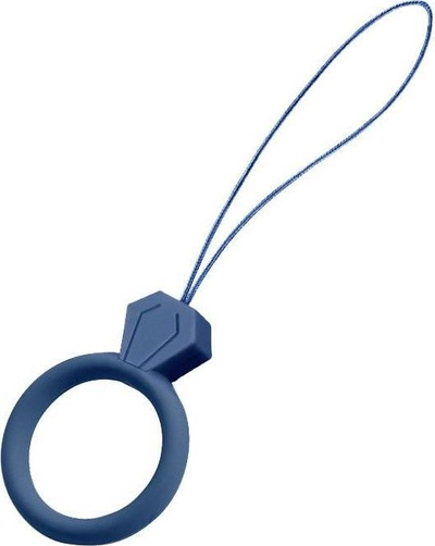 Varëse telefoni silikoni Diamond Ring, kordelë e hollë, dizajn unaze, blu navy