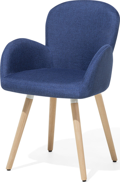 Set karrigesh ngrënieje Beliani Brookville, 2 copë, me mbështetëse për krahë, blu navy