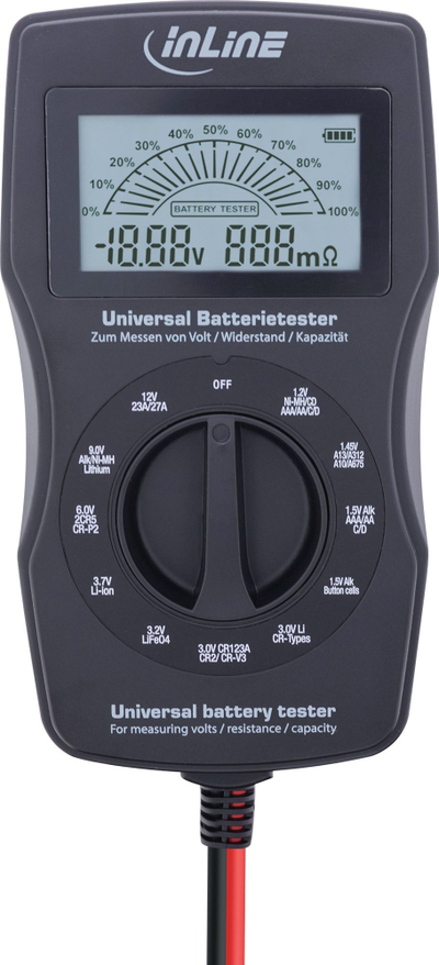 Testues baterish InLine, multifunksional, ekran LCD, i zi