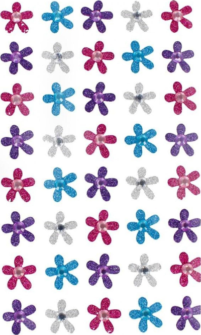 Ngjitësa lulesh me shkëlqim Craft with Fun Glitter Flowers 501872, shumëngjyrëshe, për zbukurime