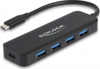 Hub USB DeLOCK 64170, USB C në 4x USB 3.2, Power Delivery 85W, i zi