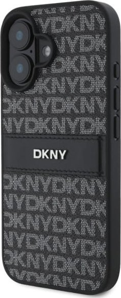 Mbulesë telefoni DKNY PU Leather Repeat Pattern Tonal Stripe, për iPhone 16, e zezë