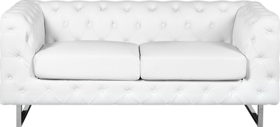 Set divanësh VISSLAND, lëkurë sintetike, stil Chesterfield, i bardhë