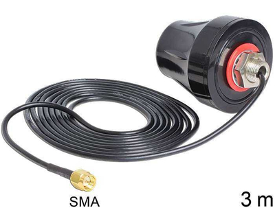 Antena rrjeti DeLOCK 88749 LTE, omni-drejtuese 2 dBi, kabllo 3 m, e zezë