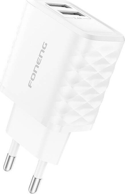 Karikues Foneng EU53, 2xUSB-A, 2.4A, i bardhë