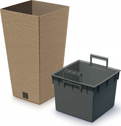 Vazo për zbukurim Flowerpot FURU SQUARE ECO WOOD, 30cm, ngjyrë dru natyrale
