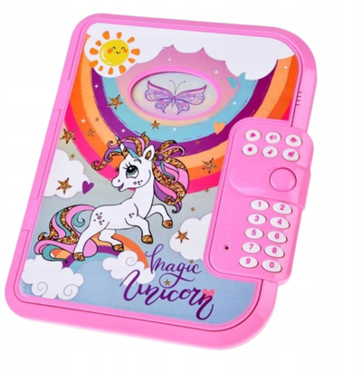 Ditari interaktiv për kalamaj LEANTOYS Code Notebook Unicorn, me kod sigurie, regjistrim zëri, rozë