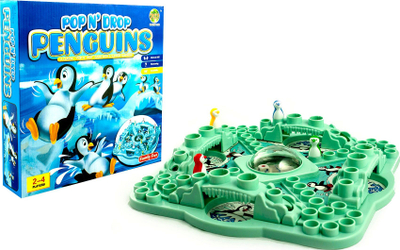 Lojë tavoline Lean Toys Pop N’ Drop Penguins, 24x24cm, për 2-4 lojtarë, shumëngjyrëshe