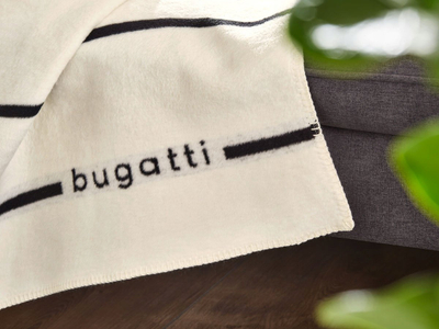 Ќебе Bugatti Jacquard Blanket, 150x200 cm, памук микровлакна, бело со црни линии