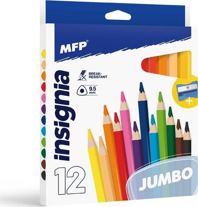 Set lapsash trekëndorë MFP Jumbo me mprehëse, 12 copë, shumëngjyrësh