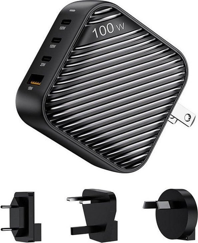Karikues INVZI GanHub, 3x USB C dhe USB, 100W, i zi
