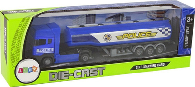 Kamion lodër policie Leantoys Die Cast, cisternë 30 cm, plastikë edhe metal, blu