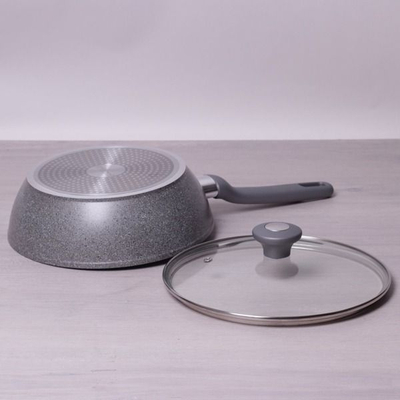 Tigan i thellë wok me granit, 24 cm, për induksion edhe gaz, gri