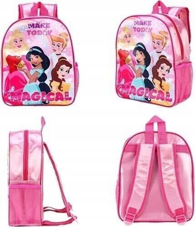 Çantë shpine për kalamaj Disney Princess, me licencë zyrtare, xhep anësor me rrjetë, shumëngjyrëshe